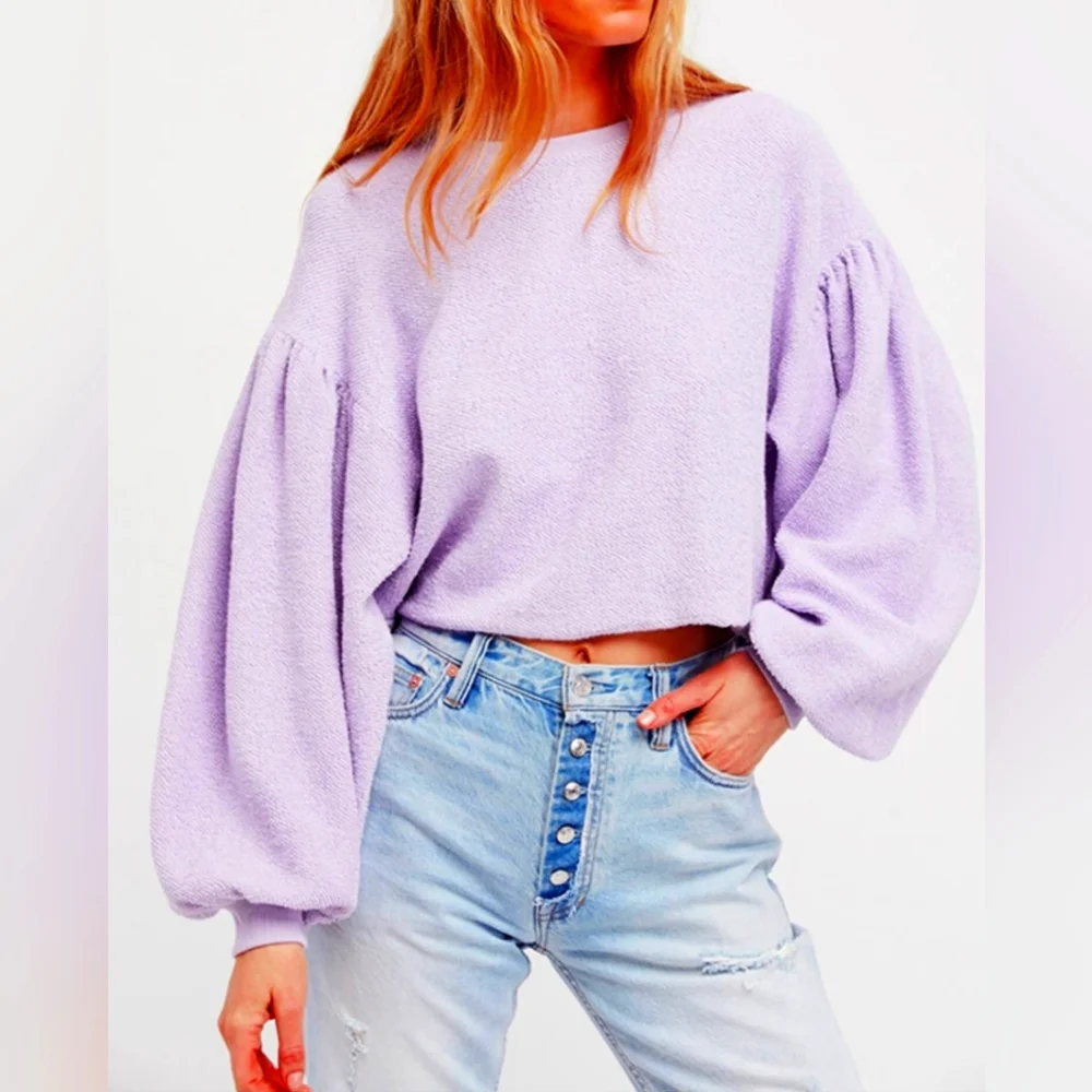 Free People Sleeves Like These Pullover Crop Top Shirt